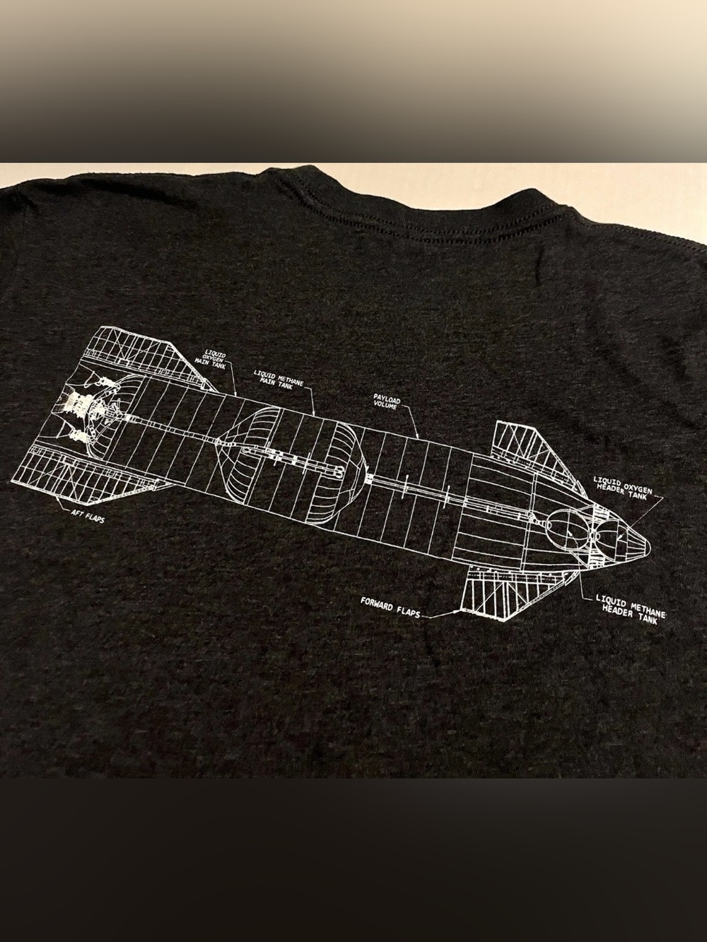 SpaceX Starship Schematics Shuttle Rocket Logo T-Shirt LARGE Musk Space Mars